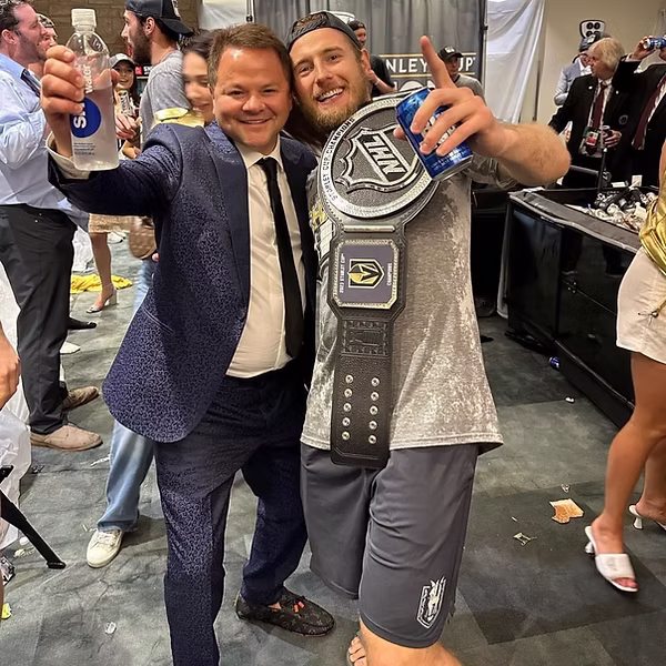 Dan Milstein with an NHL player