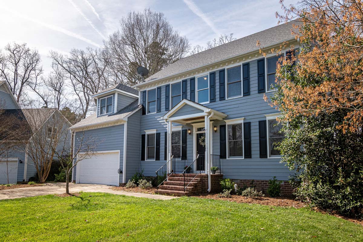 Blue residential home exterior