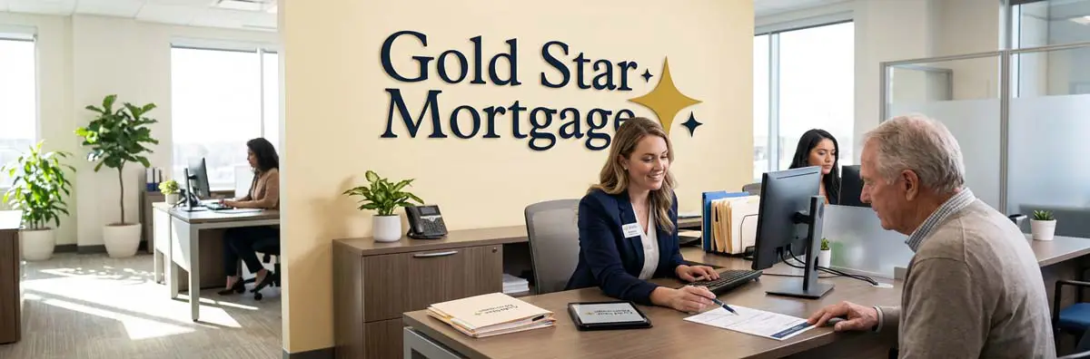 Gold Star loan officer reviewing an application with a client